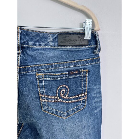 Seven7‎ ultra low rise bootcut jeans size 30 thick stitching grunge y2k fairy - Picture 3 of 6